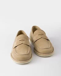 Bleached suede loafers