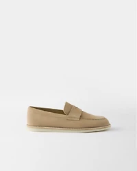 Bleached suede loafers