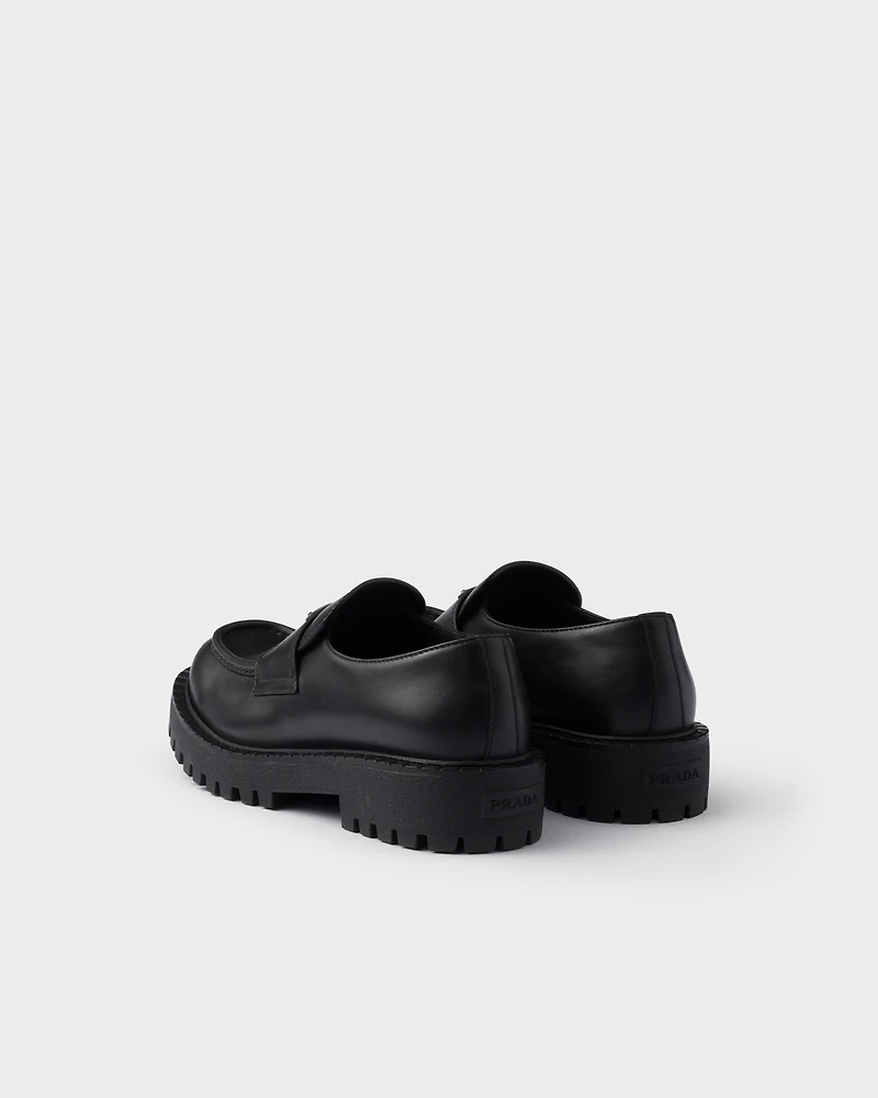 Brushed leather loafers