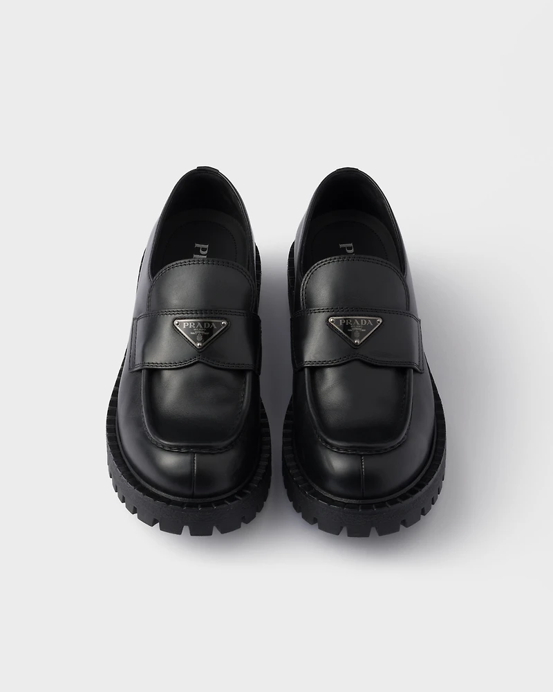 Brushed leather loafers