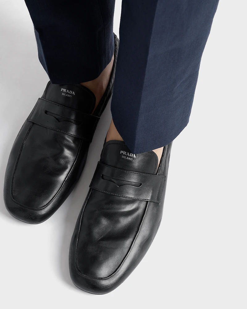 Shuffle antiqued leather loafers