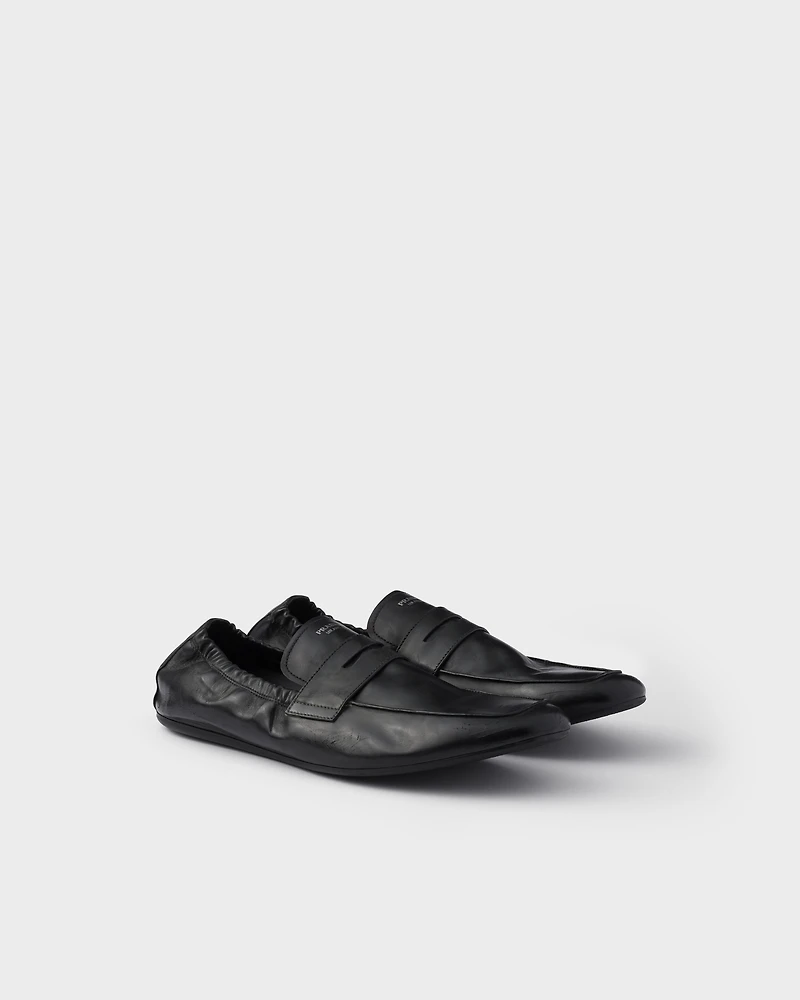 Shuffle antiqued leather loafers