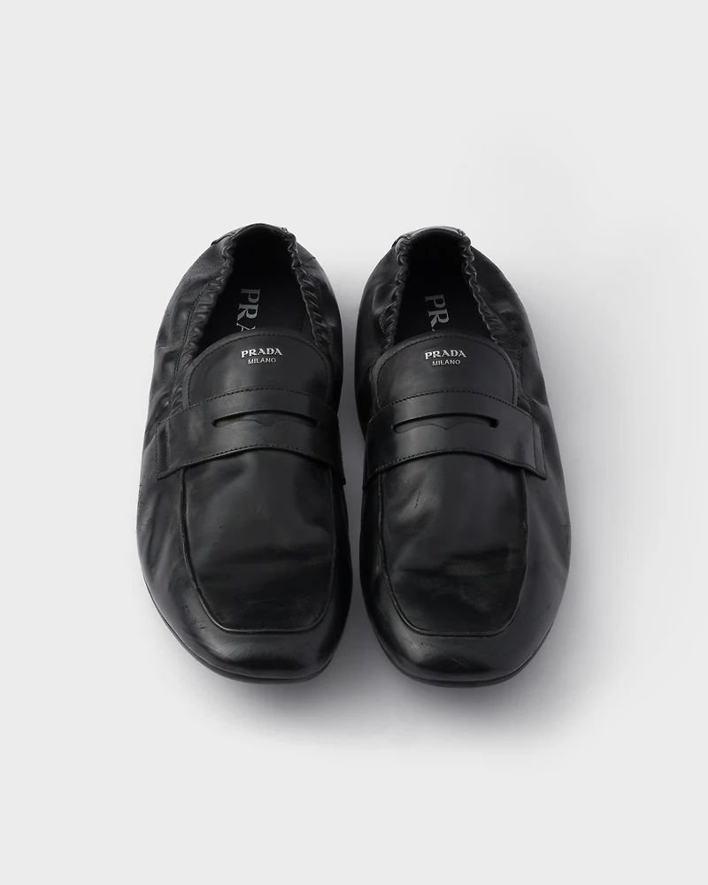 Shuffle antiqued leather loafers