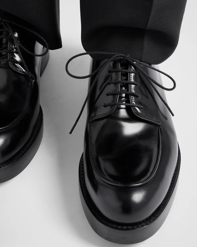Brushed leather derby shoes