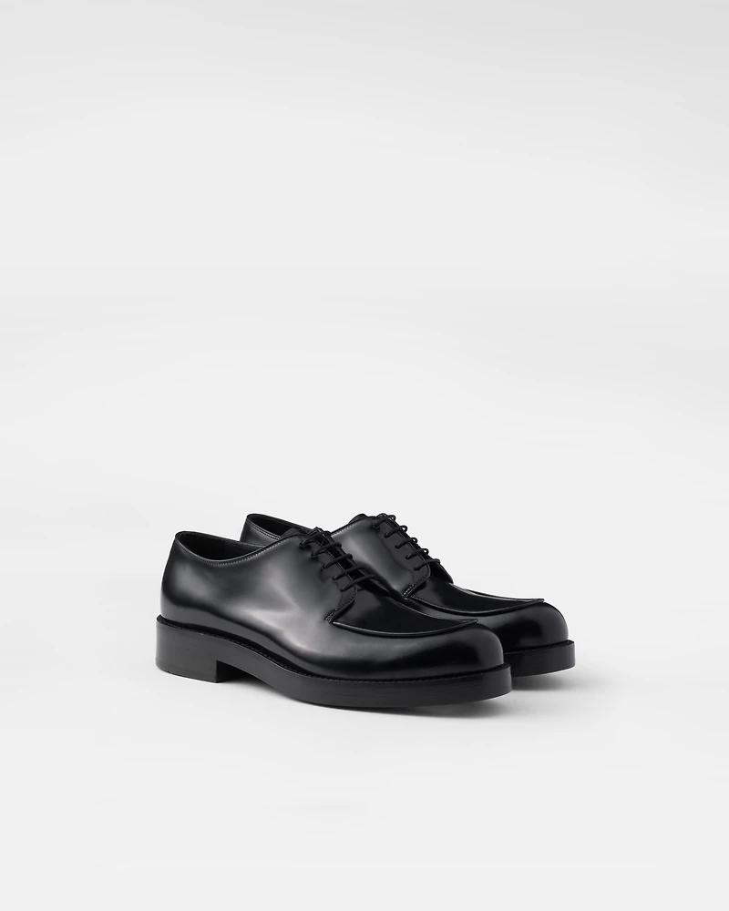 Brushed leather derby shoes
