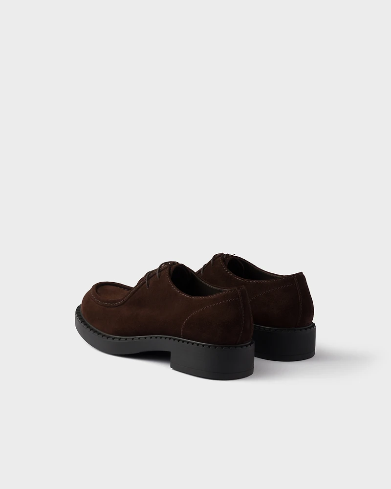 Chocolate suede lace-up shoes