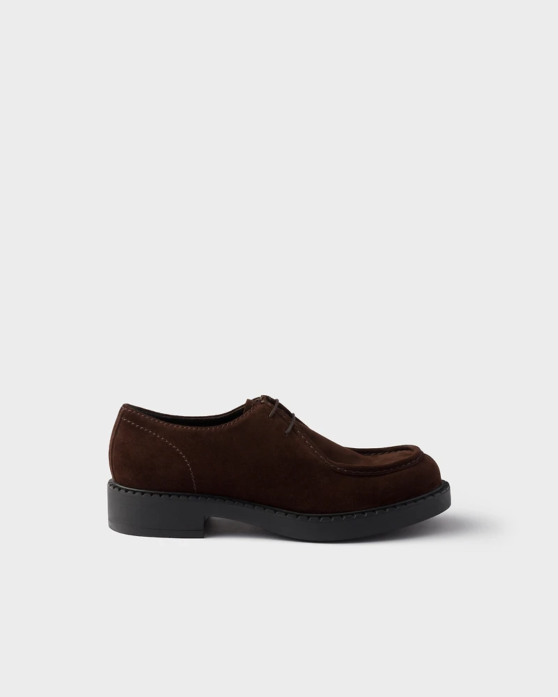 Chocolate suede lace-up shoes