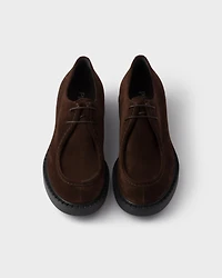 Chocolate suede lace-up shoes