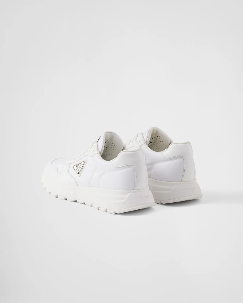 Prax 01 Re-Nylon and brushed leather sneakers