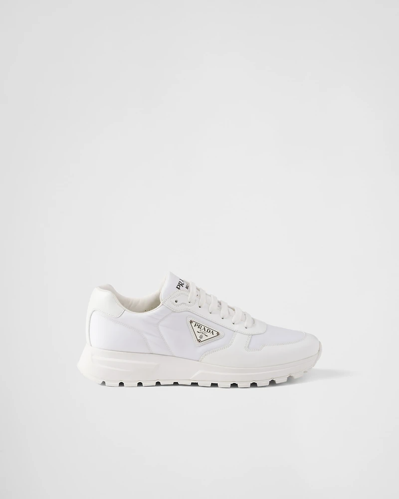 Prax 01 Re-Nylon and brushed leather sneakers