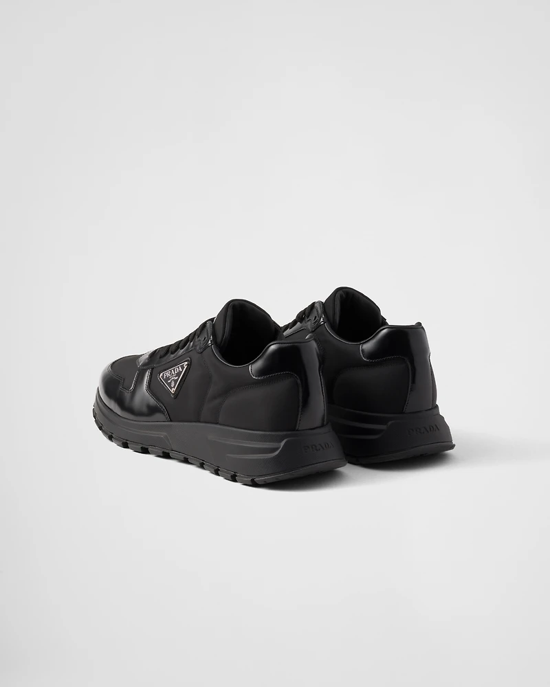 Prax 01 Re-Nylon and brushed leather sneakers