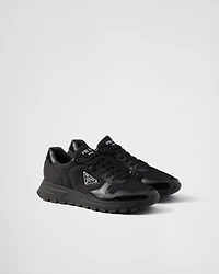 Prax 01 Re-Nylon and brushed leather sneakers