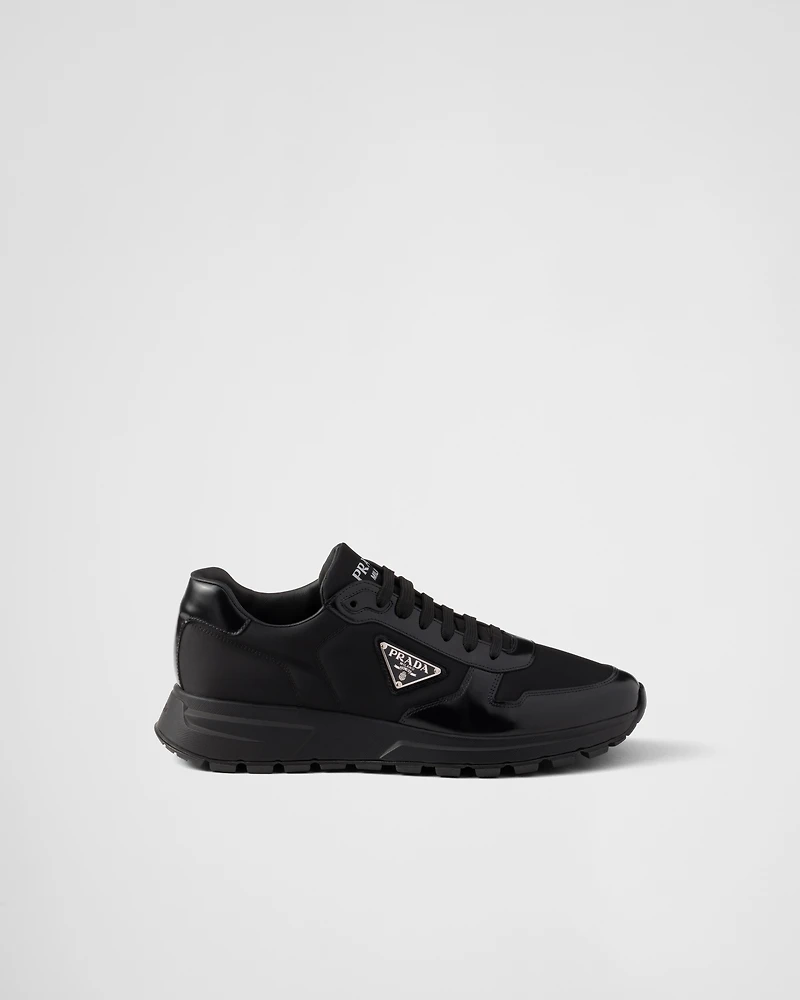 Prax 01 Re-Nylon and brushed leather sneakers