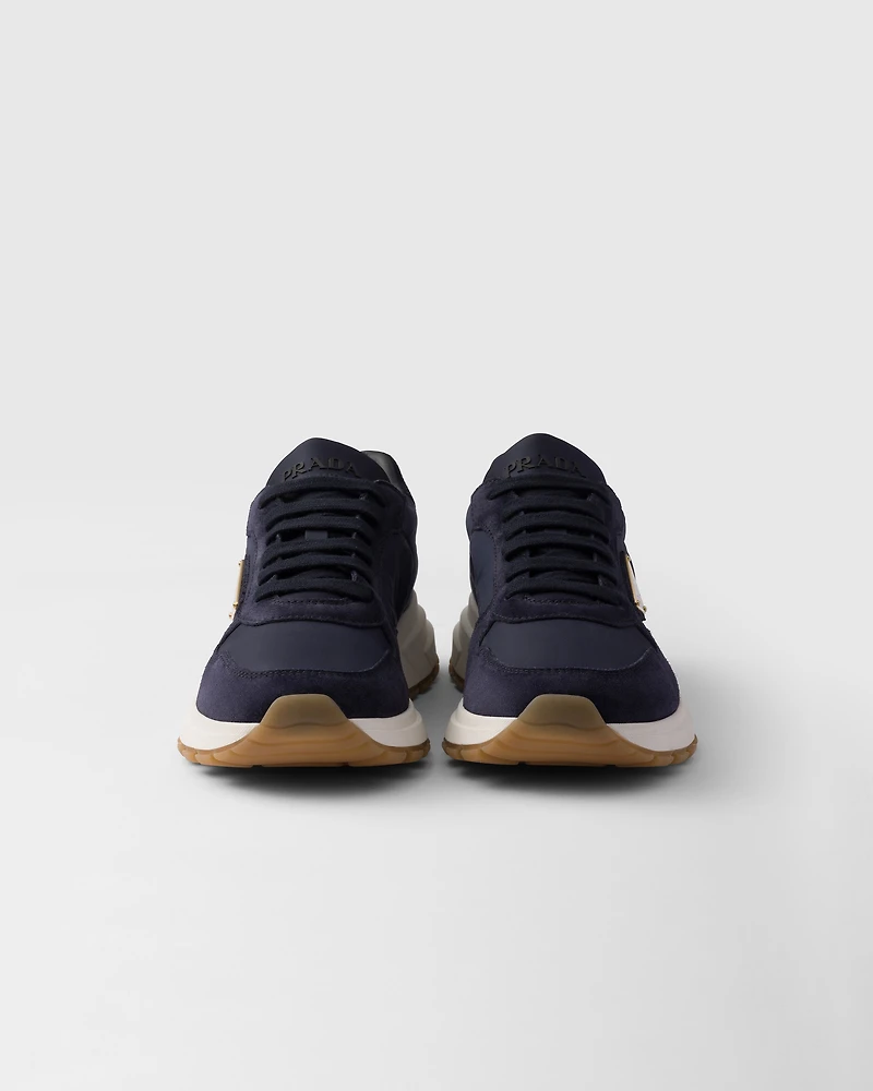 Prax 01 Re-Nylon and suede sneakers