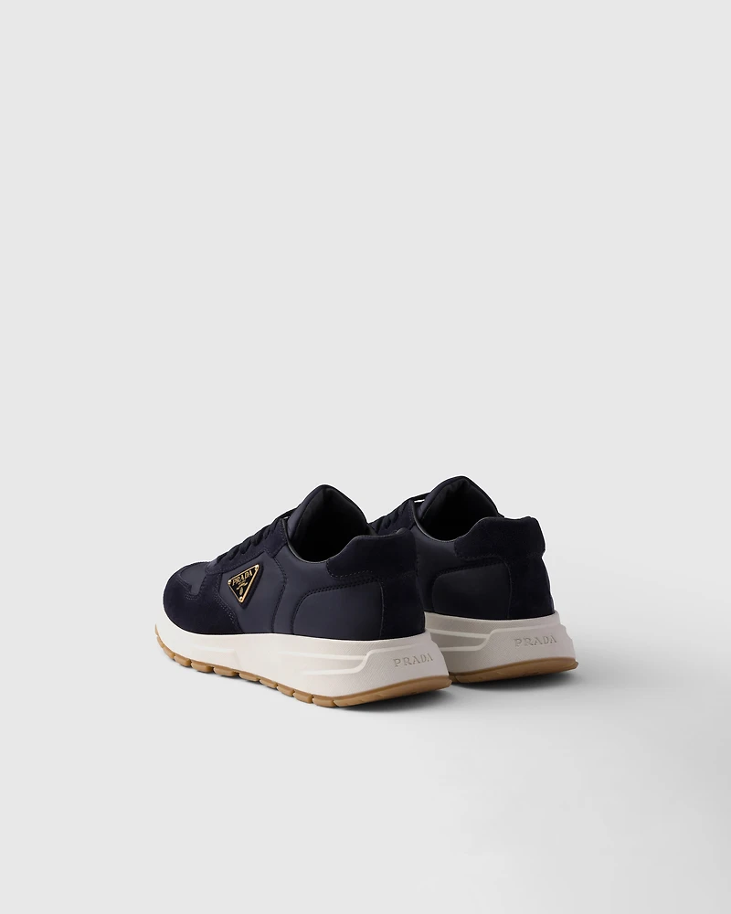 Prax 01 Re-Nylon and suede sneakers