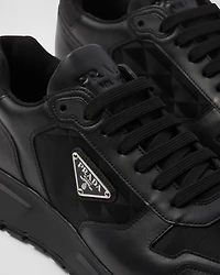Leather and Re-Nylon high-top sneakers