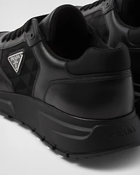 Leather and Re-Nylon high-top sneakers