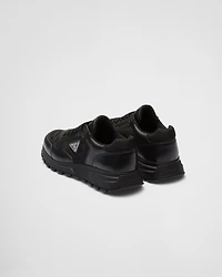 Leather and Re-Nylon high-top sneakers
