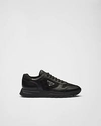 Leather and Re-Nylon high-top sneakers