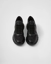 Leather and Re-Nylon high-top sneakers