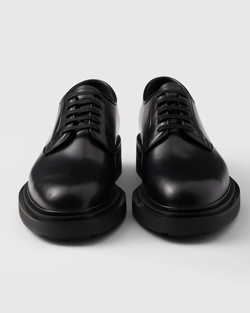 Brushed leather derby shoes