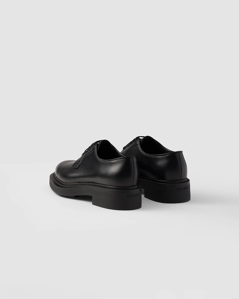 Brushed leather derby shoes
