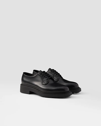 Brushed leather derby shoes