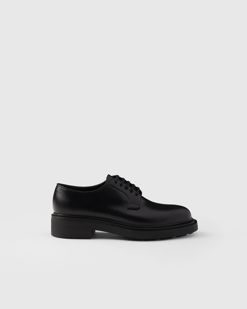 Brushed leather derby shoes