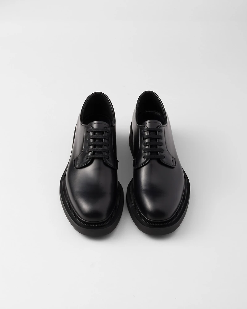 Brushed leather derby shoes