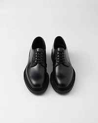 Brushed leather derby shoes