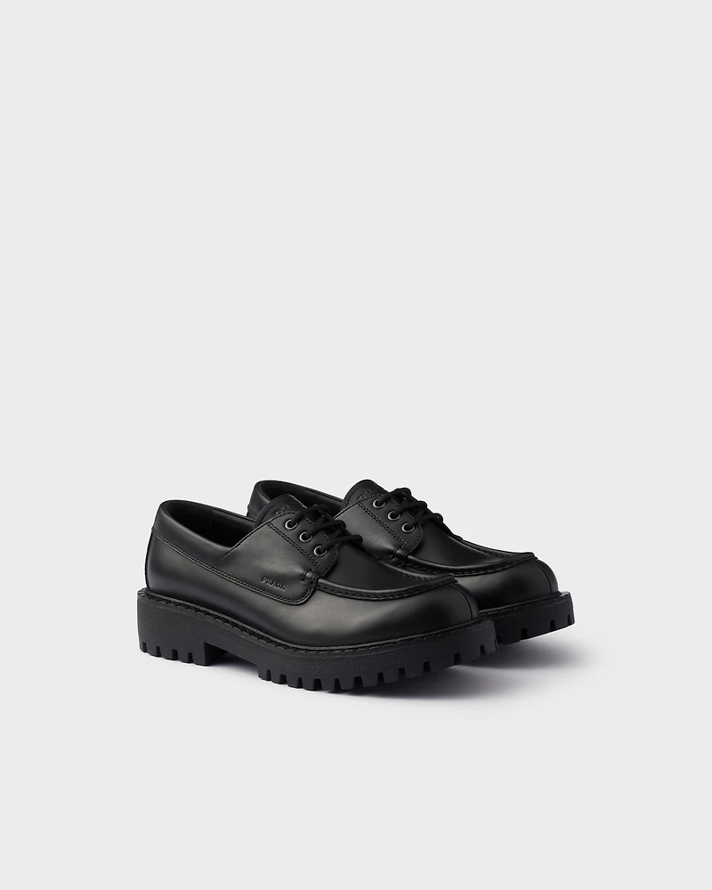 Laced leather loafers
