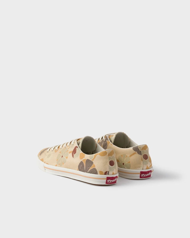 Laced floral print canvas sneakers