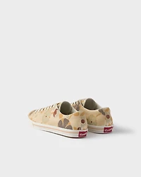 Laced floral print canvas sneakers