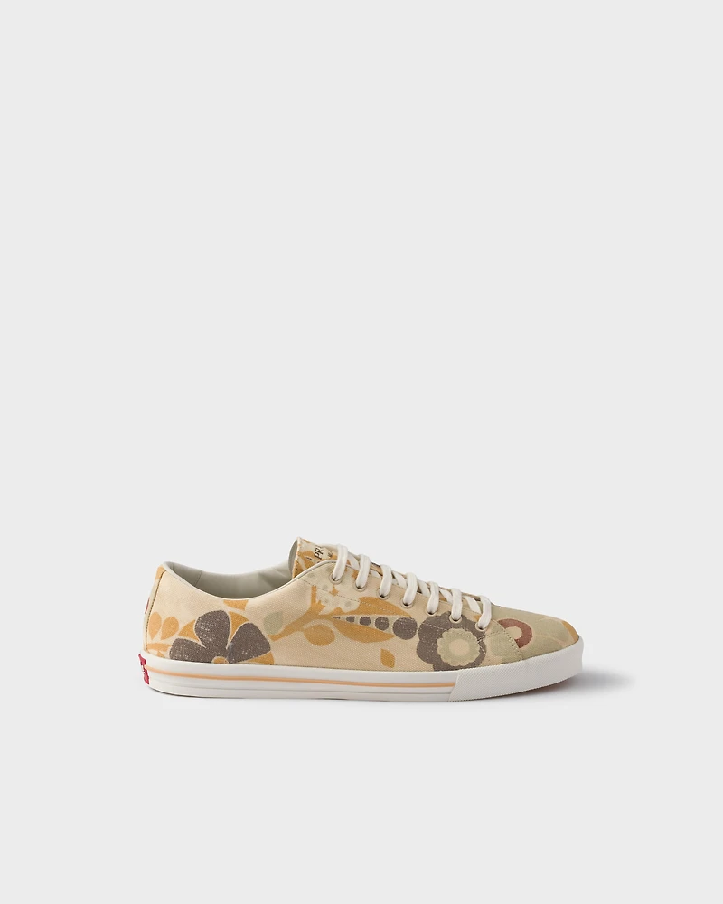 Laced floral print canvas sneakers