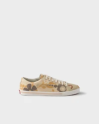 Laced floral print canvas sneakers