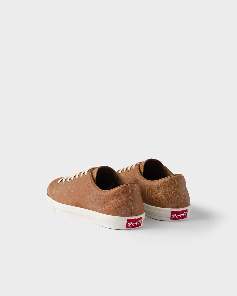 Aged-effect leather sneakers