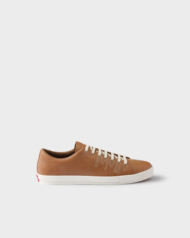 Aged-effect leather sneakers
