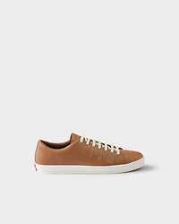 Aged-effect leather sneakers