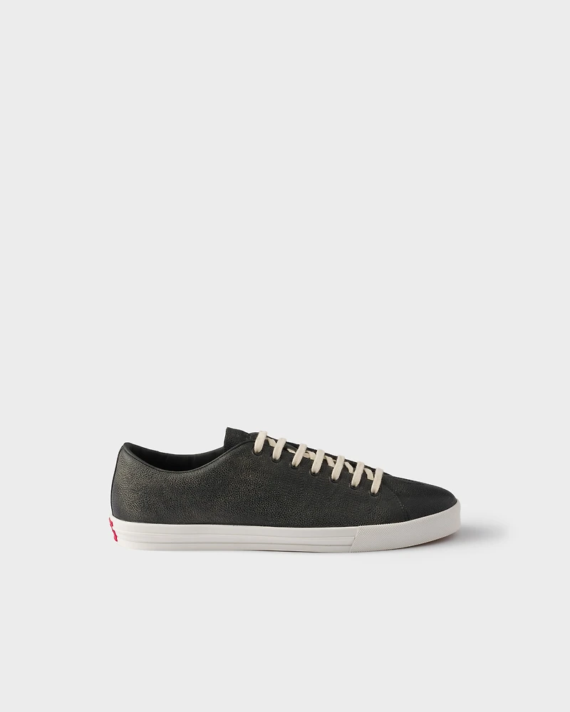 Aged-effect leather sneakers