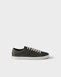Aged-effect leather sneakers