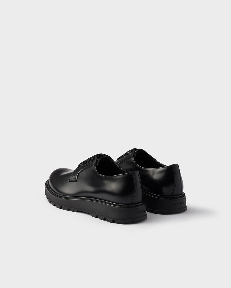 Brushed leather lace-up shoes