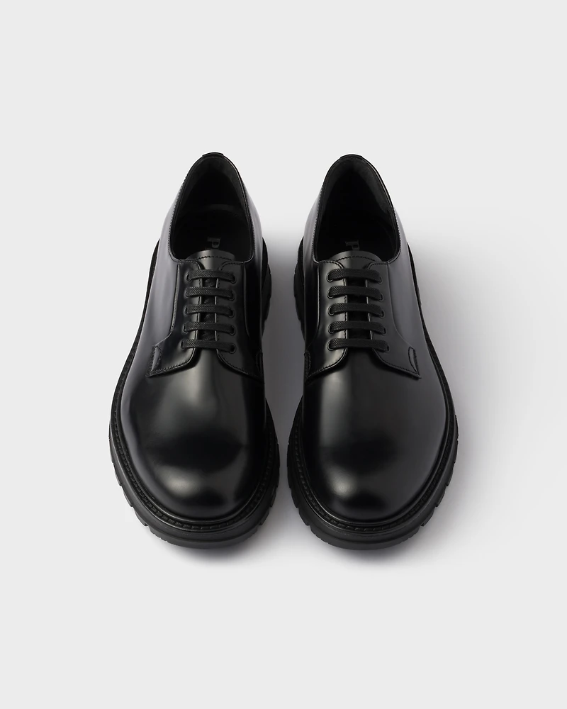 Brushed leather lace-up shoes