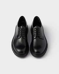 Brushed leather lace-up shoes