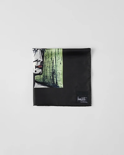 Printed silk twill scarf