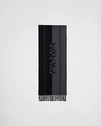Small wool scarf with jacquard logo