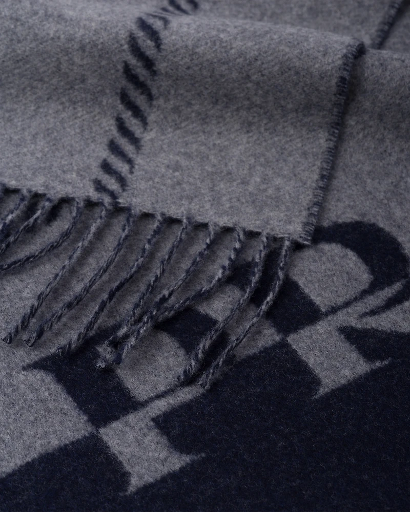 Small wool scarf with jacquard logo