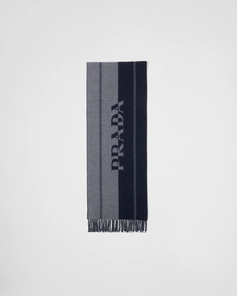 Small wool scarf with jacquard logo