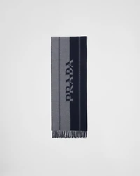 Small wool scarf with jacquard logo