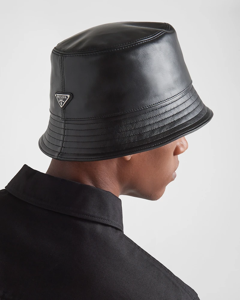 Nappa leather bucket hat
