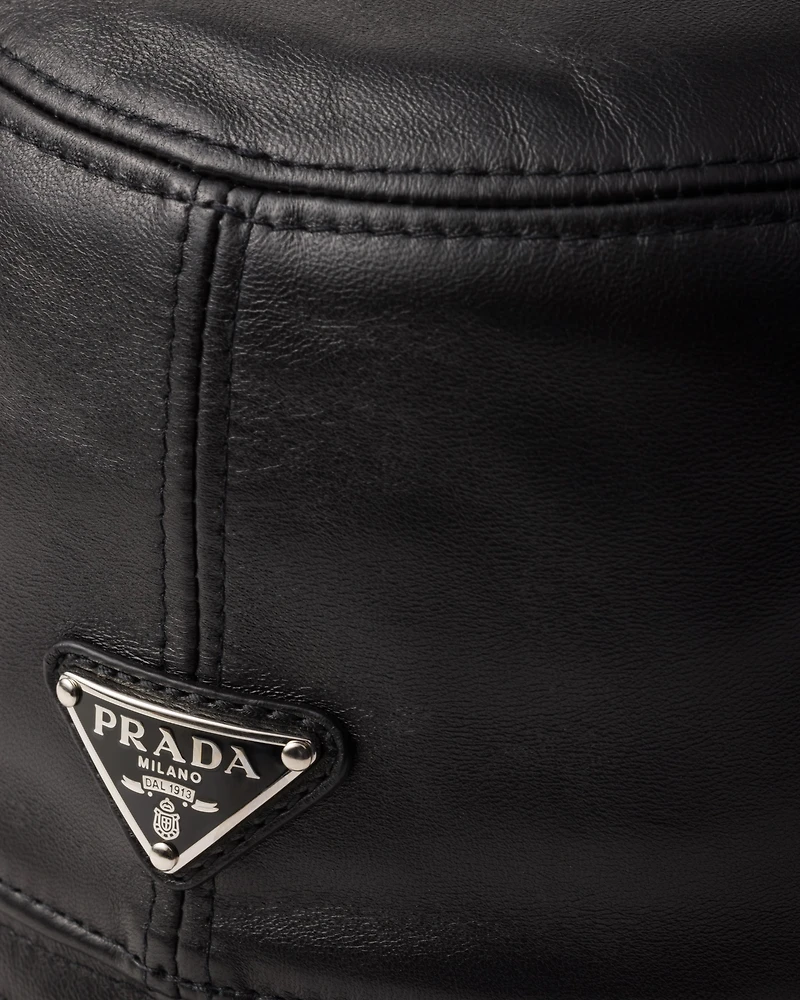 Nappa leather bucket hat